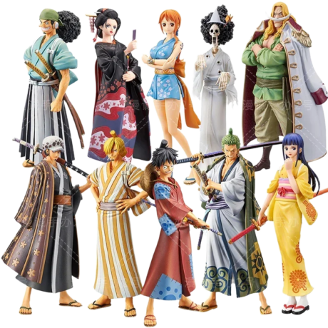 مجسمات شخصيات أنمي ون بيس (لوفي، زورو، تشوبر، نامي) - إصدار بلاد وانو | One Piece Action Figures (Luffy, Zoro, Chopper, Nami) - Land of Wano Edition