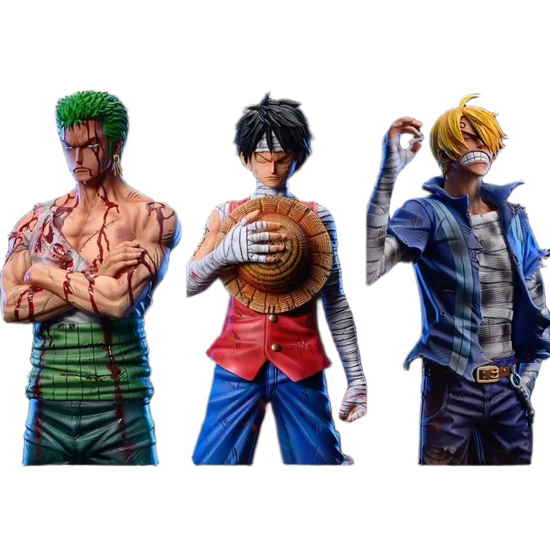 مجسمات شخصيات أنمي ون بيس (لوفي، زورو، سانجي) | One Piece Action Figures (Luffy, Zoro, Sanji) Standing PVC Statue