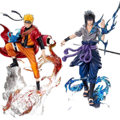 مجسم أنمي ملحمي لشخصيتي "ناروتو وساسكي" | Epic Naruto & Uchiha Sasuke Dual Anime Figure