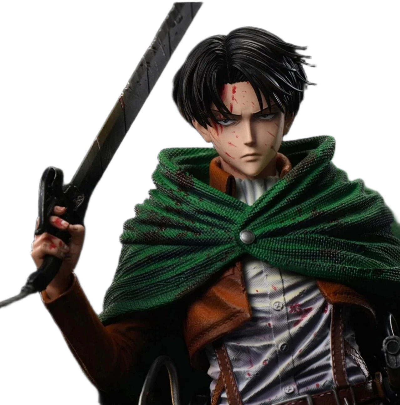مجسم أنمي هجوم العمالقة إيرين ييغر وضعية قتالية رأس قابل للتبديل 34 سم | Attack on Titan Eren Yeager Action Figure Head Swap 34cm - الصورة 2