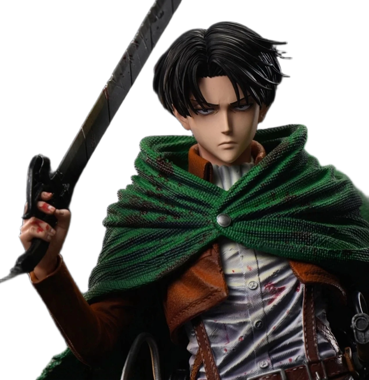 مجسم أنمي هجوم العمالقة إيرين ييغر وضعية قتالية رأس قابل للتبديل 34 سم | Attack on Titan Eren Yeager Action Figure Head Swap 34cm - الصورة 3