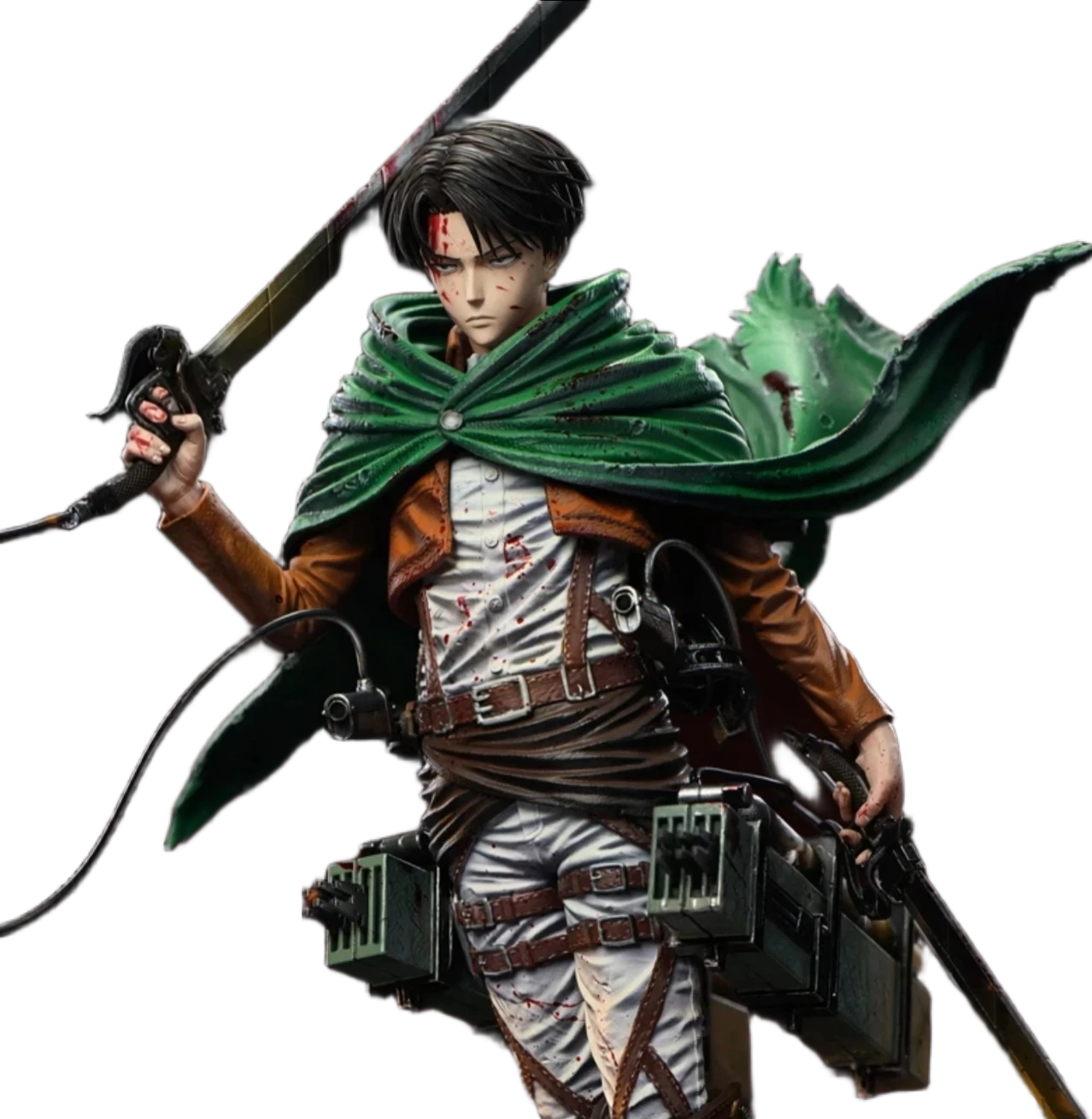 مجسم أنمي هجوم العمالقة إيرين ييغر وضعية قتالية رأس قابل للتبديل 34 سم | Attack on Titan Eren Yeager Action Figure Head Swap 34cm - الصورة 5
