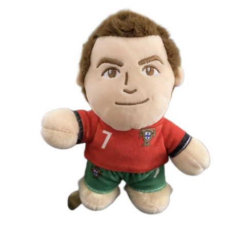 دمية محشوة لكريستيانو رونالدو قميص الربتغال بتصميم تشيبي كرتوني بطول 15 سم | Cristiano Ronaldo CR7 Football Star Plush Doll with Hanging Pendant 15cm