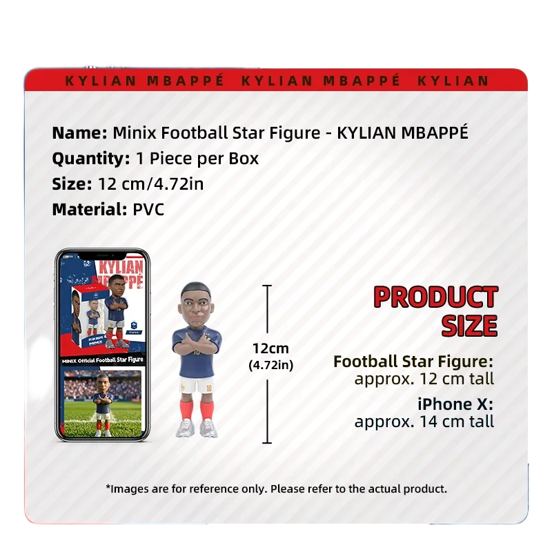 مجسم كيليان مبابي منتخب فرنسا رقم 10 من ميني إكس (MINIX) بطول 12 سم | MINIX 12cm Kylian Mbappé France No.10 Official Football Collectible Figure - الصورة 6