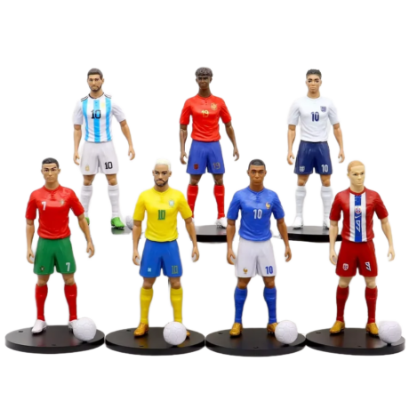مجسمات نجوم كرة قدم واقعية مع قاعدة تثبيت للعرض بطول 16 سم | Realistic Football Star Action Figure Collectible Figurine with Base 16cm