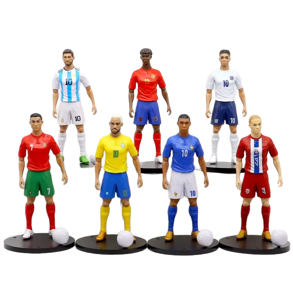مجسمات نجوم كرة قدم واقعية مع قاعدة تثبيت للعرض بطول 16 سم | Realistic Football Star Action Figure Collectible Figurine with Base 16cm