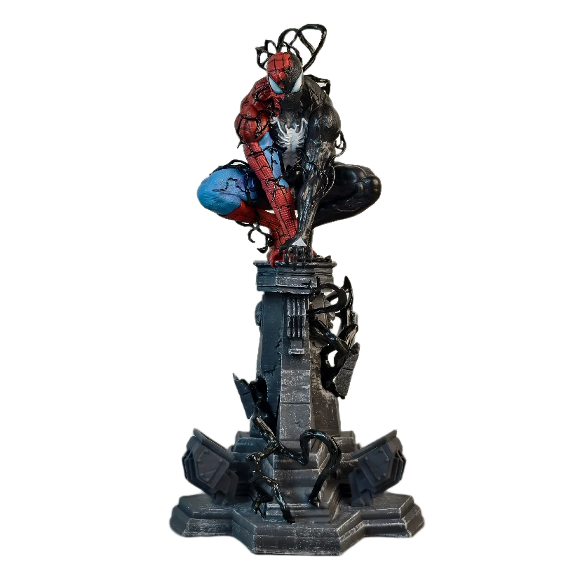 مجسم سبايدرمان وفينوم (تحول السيمبيوت) بطول 37 سم | Spider-Man & Venom Symbiote Transition PVC Action Figure Statue 37cm - الصورة 2