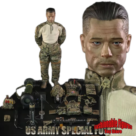 مجسم جندي القوات الخاصة الأمريكية (براد بيت) من MINITIMES طقم عسكري كامل بطول 30 سم | MINITIMES US Army Special Forces (Brad Pitt) Full Set Action Figure 30cm