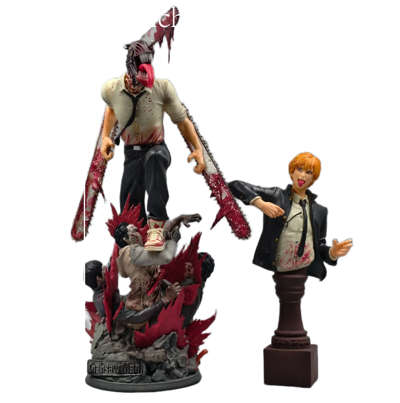 مجسم أصلي وموثق لشخصية دينجي وبوتشيتا (رجل المنشار) بطول 42 سم | Certified Original Chainsaw Man Denji & Pochita Action Figure Collection Statue 42cm - الصورة 2