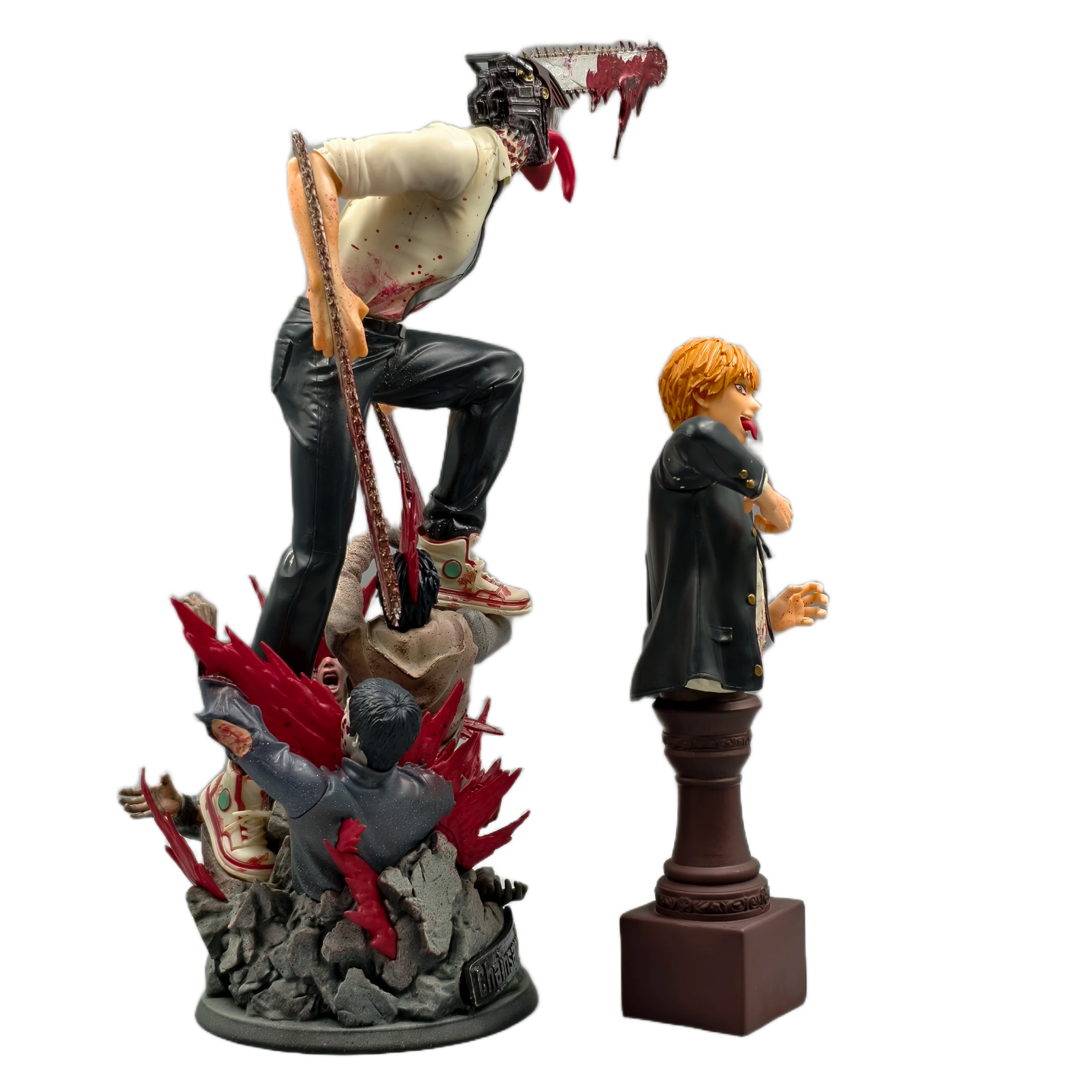 مجسم أصلي وموثق لشخصية دينجي وبوتشيتا (رجل المنشار) بطول 42 سم | Certified Original Chainsaw Man Denji & Pochita Action Figure Collection Statue 42cm - الصورة 3