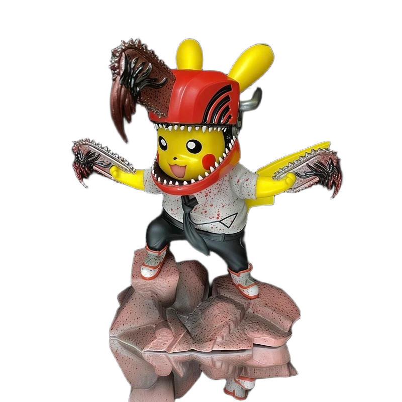 مجسم أصلي وموثق بيكاتشو رجل المنشار (Chainsaw Pikachu) بطول 12 سم | Certified Original Chainsaw Pikachu PVC Action Figure Collection Statue 12cm