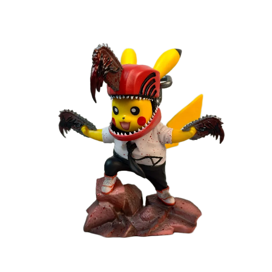 مجسم أصلي وموثق بيكاتشو رجل المنشار (Chainsaw Pikachu) بطول 12 سم | Certified Original Chainsaw Pikachu PVC Action Figure Collection Statue 12cm - الصورة 2