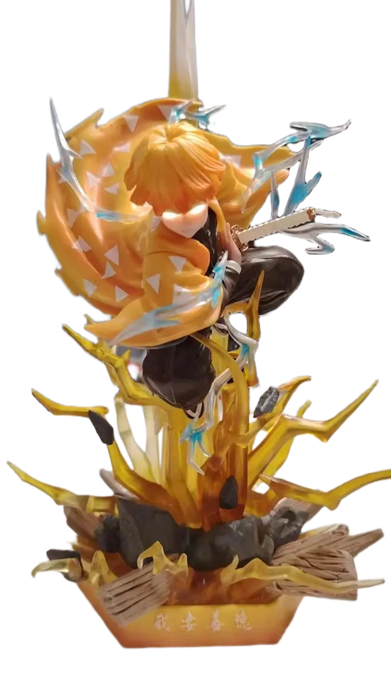 مجسم أصلي لشخصية زينيتسو (قاتل الشياطين) برأسين وإضاءة LED بطول 35 سم | Official Demon Slayer Zenitsu Statue with Double Heads & LED 35cm