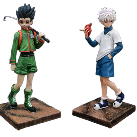 مجسم ثنائي لكيلوا زولديك وغون فريكس (هانتر×هانتر) - بطول 27 سم | Hunter X Hunter Killua Zoldyck & Gon Freecss PVC Action Figure Set - 27cm