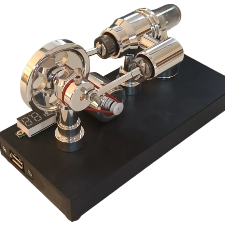 محرك ستيرلينغ الحركي بتصميم حلقة النجوم مع فولتميتر ومنفذ USB - طقم تعليمي وتجريبي (DIY)  |  Stirling Engine Star Ring Generator with Voltmeter & USB DIY Kit