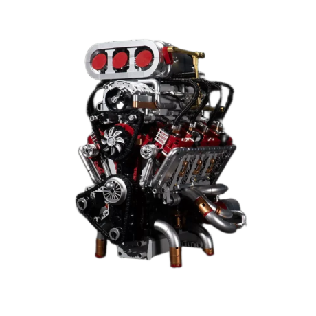 طقم مكعبات بناء نموذج محرك سيارة خارقة V8 مكون من 2347 قطعة مع محرك كهربائي | 2347PCS Supercar V8 Engine Model Building Block Kit with Electric Motor