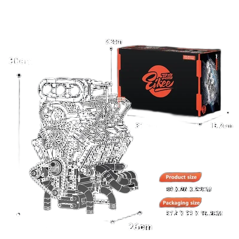 طقم مكعبات بناء نموذج محرك سيارة خارقة V8 مكون من 2347 قطعة مع محرك كهربائي | 2347PCS Supercar V8 Engine Model Building Block Kit with Electric Motor - الصورة 6