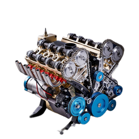 طقم بناء مجسم محرك V8 محاكى كهربائي من (TECHING) - تجميع ذاتي (DIY)  |   TECHING Simulation V8 Engine Electric Assembling Model DIY Kit & Desktop Ornament